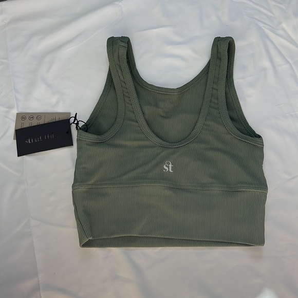 Strut This Ribbed Piper Sports Bra in Sage - Picture 5 of 5